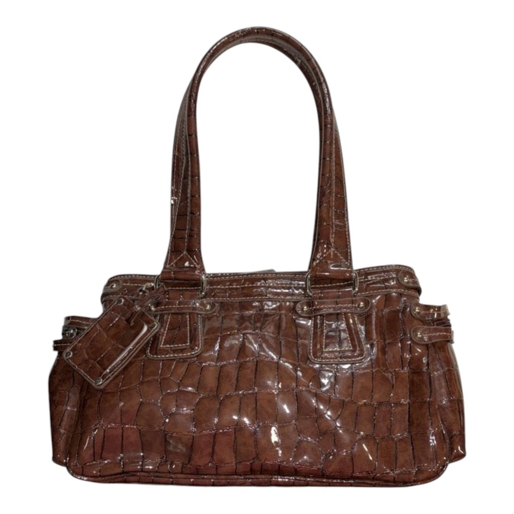 Liz Claiborne Womens Brown Patent Bag 12 Wide x 8 High x 5.5 Wide